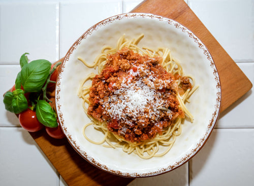 Spaghetti Bolognaise. A rich, slow-cooked bolognaise sauce with our own minced beef and served with Italian spaghetti.